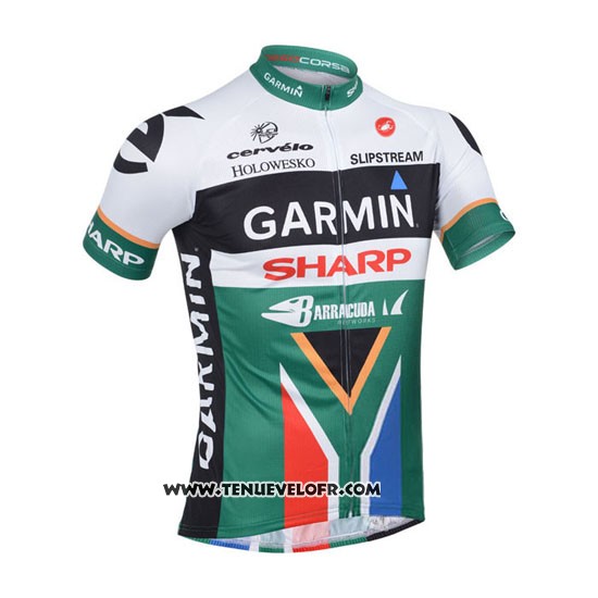 2013 Maillot Ciclismo Garmin Sharp Champion Afrique Du Sud Manches Courtes et Cuissard